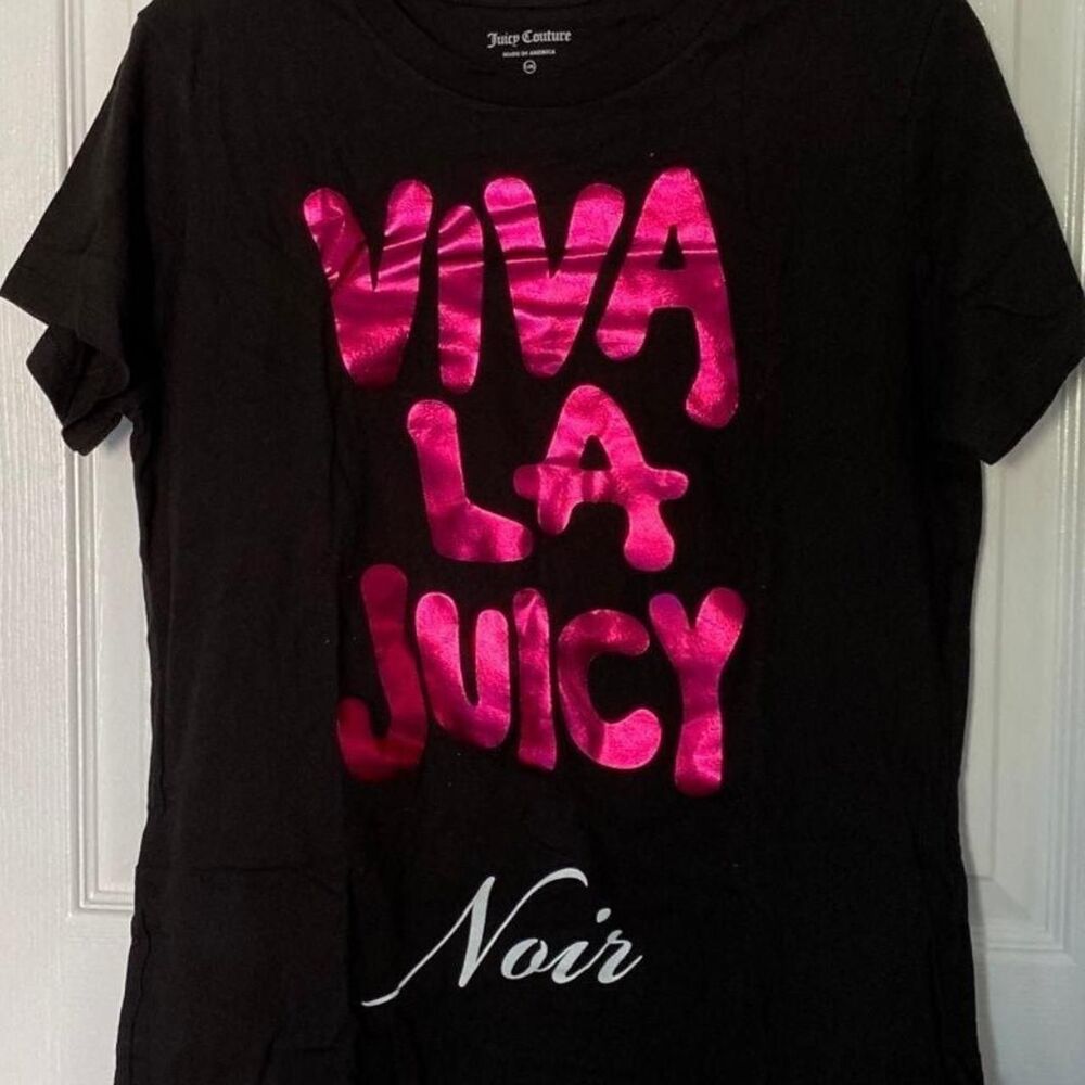 Juicy Couture Black & Pink Viva La Juicy Noir tee Size S/M.